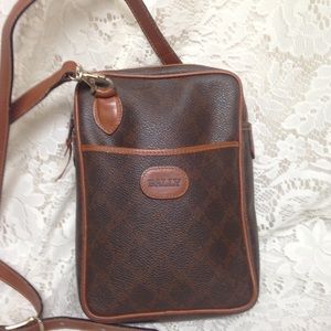 Bally Brown Coated Canvas Leather Trim-Crossbody